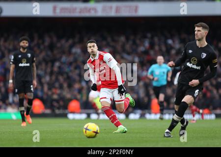 London, UK. 04th Mar, 2023. Gabriel Martinelli of Arsenal during the Premier League match between Arsenal and Bournemouth at the Emirates Stadium, London, England on 4 March 2023. Photo by Joshua Smith. Editorial use only, license required for commercial use. No use in betting, games or a single club/league/player publications. Credit: UK Sports Pics Ltd/Alamy Live News Stock Photo