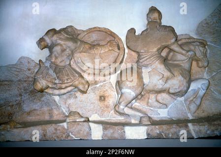 Corinth Greece Archaeological Museum of Ancient Corinth Stele Showing Battle Stock Photo