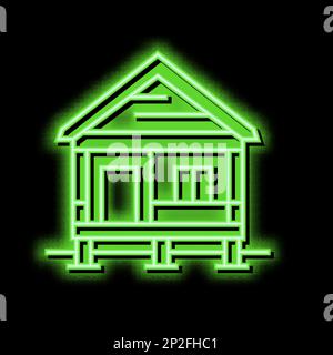 bungalow house neon glow icon illustration Stock Vector