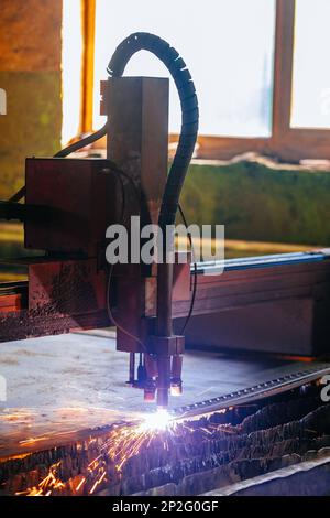 Plasma punching machine, close up Stock Photo