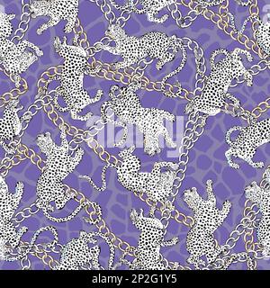 continuous design with golden rope and chains. Pattern seamless for textile industry. Stock Vector