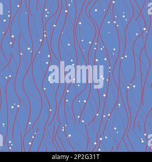 Seamless pattern with red curved lines on a purple background and white dots. Vector design for the textile industry Stock Vector