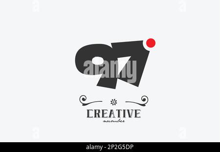 grey 97 number logo icon design with red dot. Creative template for business and company Stock Vector