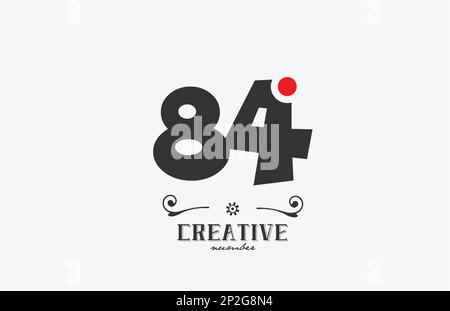 grey 84 number logo icon design with red dot. Creative template for business and company Stock Vector