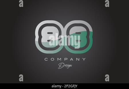 88 green grey number logo icon design. Creative template for business and company Stock Vector