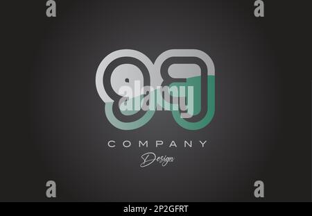 97 green grey number logo icon design. Creative template for business and company Stock Vector