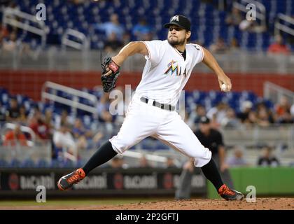 Huascar Brazoban of the Miami Marlins poses for a photo during the News  Photo - Getty Images