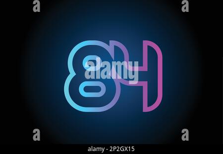 pink line 84 number logo icon design. Creative template for company and business Stock Vector