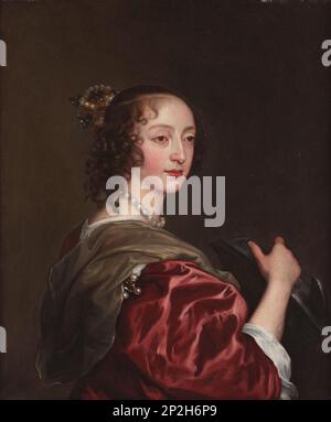 Portrait of Queen Henrietta Maria of France (1609-1669) as Saint Catherine, ca 1632. Private Collection. Stock Photo