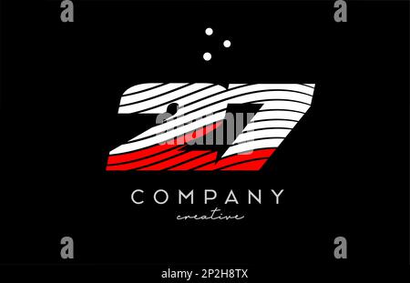 Modern Red 27 Number Design Vector Illustration. Numeral Vector Trendy ...