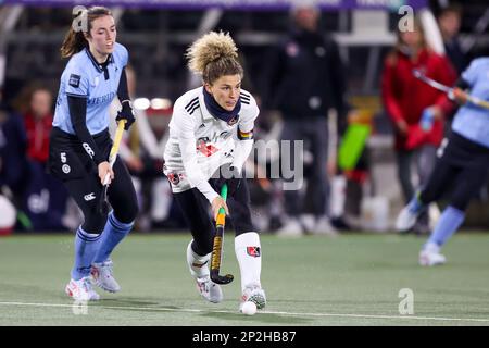 WASSENAAR, NETHERLANDS - MARCH 4: Maria Verschoor of Amsterdam D1 during the Tulp Hoofdklasse Dames match between HGC D1 and Amsterdam D1 at Roggewoning on March 4, 2023 in Wassenaar, Netherlands (Photo by Hans van der Valk/Orange Pictures) Stock Photo