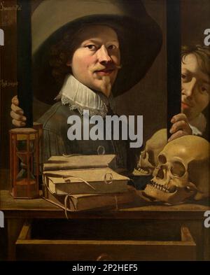 Vanitas Self-Portrait, 1679-1681. Found in the collection of the Royal Museum of Fine Arts, Antwerp. Stock Photo