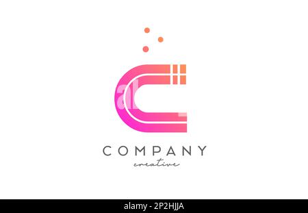 C pink alphabet letter logo with lines and dots. Corporate creative template design for company and business Stock Vector