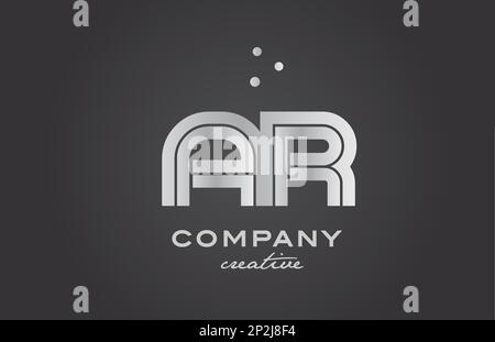 black and grey AR combination alphabet bold letter logo with dots. Joined creative template design for business and company Stock Vector