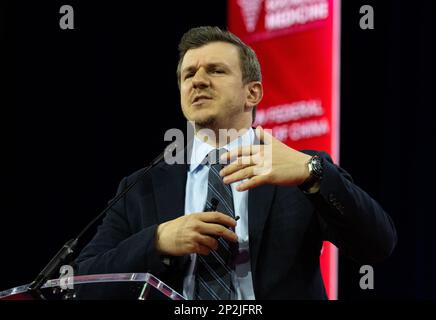 Oxon Hill, United States. 04th Mar, 2023. James O'Keefe, Guerrilla Journalist, at the 2023 Conservative Political Action Conference (CPAC) in National Harbor, Maryland, U.S., on Saturday, March 4, 2023. Credit: Ron Sachs /CNP/Sipa USA Credit: Sipa USA/Alamy Live News Stock Photo