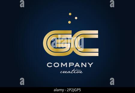 combination letter gc g c gold golden alphabet logo icon design with ...