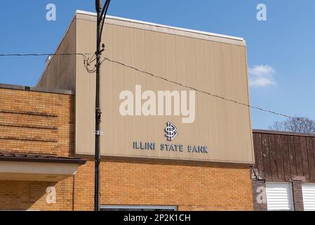 Tonica, Illinois - United States - March 1st, 2023: Downtown building and storefront in Tonica, Illinois, USA. Stock Photo