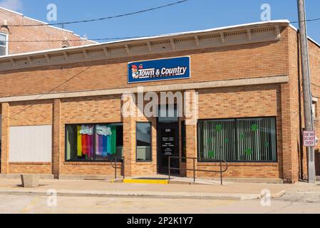 Tonica, Illinois - United States - March 1st, 2023: Downtown building and storefront in Tonica, Illinois, USA. Stock Photo