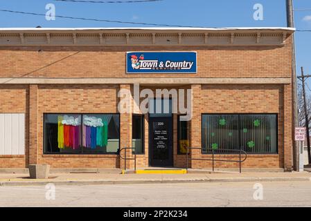 Tonica, Illinois - United States - March 1st, 2023: Downtown building and storefront in Tonica, Illinois, USA. Stock Photo