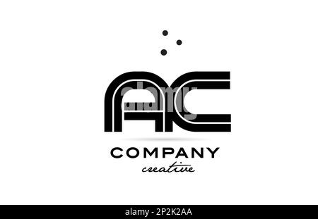 AC black and white combination alphabet bold letter logo with dots. Joined creative template design for business and company Stock Vector