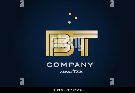 Creative golden letter BT b t logo with leading lines and road concept ...