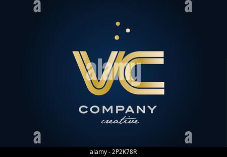 gold golden VC combination alphabet bold letter logo with dots. Joined creative template design for business and company Stock Vector