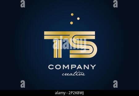 gold golden TS combination alphabet bold letter logo with dots. Joined creative template design for business and company Stock Vector