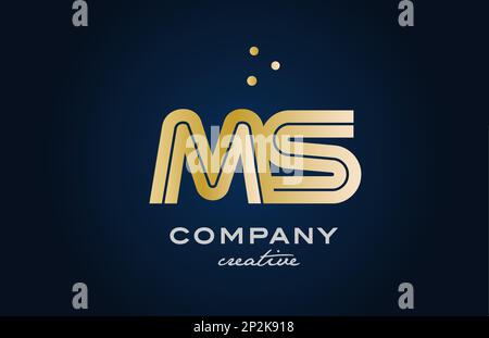 gold golden MS combination alphabet bold letter logo with dots. Joined ...