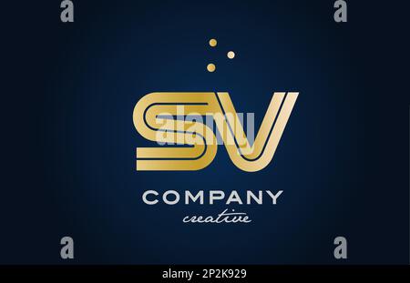 gold golden SV combination alphabet bold letter logo with dots. Joined creative template design for business and company Stock Vector
