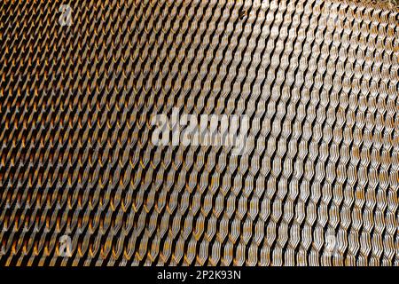 Pack of iron grid fence, close up, abstract background. Stock Photo