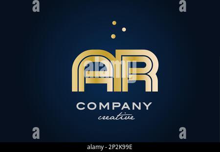 gold golden AR combination alphabet bold letter logo with dots. Joined creative template design for business and company Stock Vector