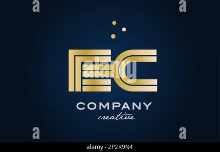 Creative golden letter EC e c logo with leading lines and road concept ...