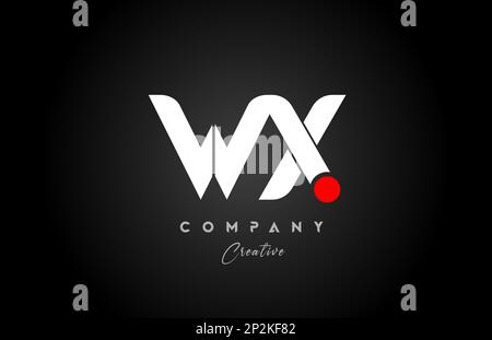 red white alphabet letter WX W X combination for company logo. Suitable as logotype design for a business Stock Vector