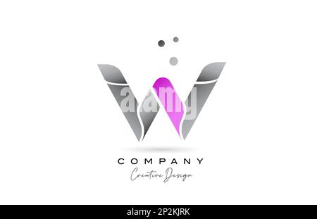 pink grey C alphabet letter logo icon design with line and dot ...