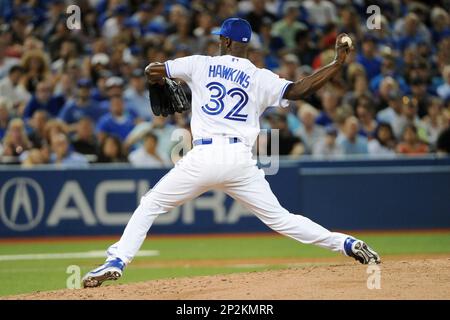 Toronto Blue Jays pitcher LaTroy Hawkins (32) during game against the New  York Yankees at Yankee