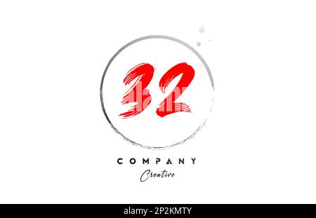 32 grunge number letter logo icon design with dots and circle. Blue ...