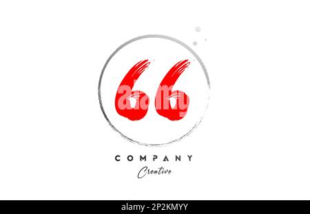 red grey 66 number letter logo icon design with dots and circle. Grunge creative gradient for company and business Stock Vector
