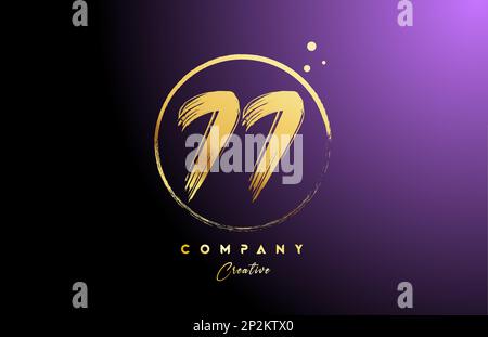 golden golden 77 number letter logo icon design with dots and circle. Grunge creative gradient template for business and company Stock Vector