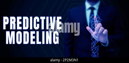 Conceptual caption Predictive Modeling. Concept meaning maintenance strategy driven by predictive analytics Stock Photo