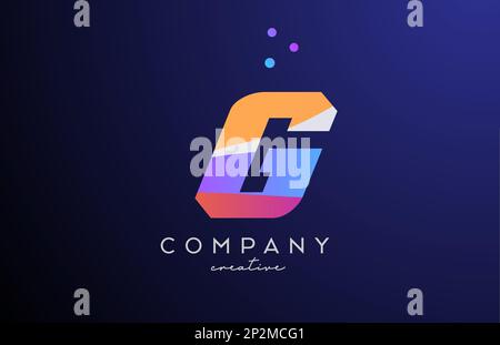 colored G alphabet letter logo icon with dots. Orange pink blue creative template design for company and business Stock Vector