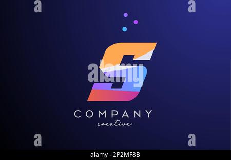 colored S alphabet letter logo icon with dots. Orange pink blue creative template design for company and business Stock Vector
