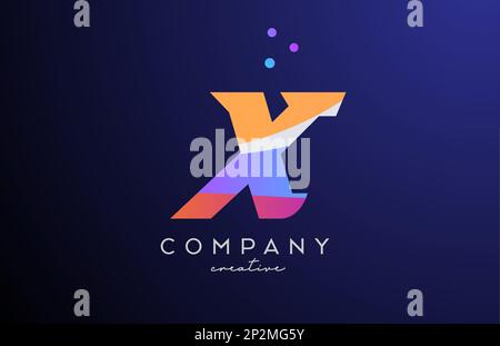 colored X alphabet letter logo icon with dots. Orange pink blue creative template design for company and business Stock Vector