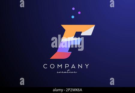 colored F alphabet letter logo icon with dots. Orange pink blue creative template design for company and business Stock Vector