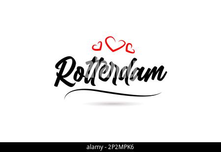 Rotterdam european city typography text word with love style. Hand lettering. Modern calligraphy text Stock Vector