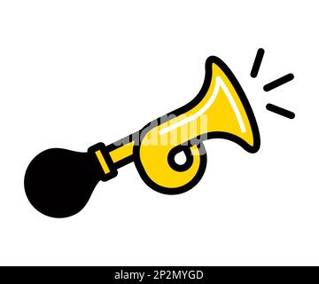 icon of a yellow metal horn that emits an unpleasant sharp sound. flat vector illustration. Stock Vector