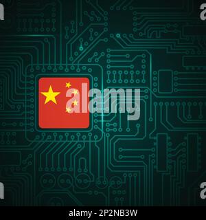 Electric circuit China background Stock Vector