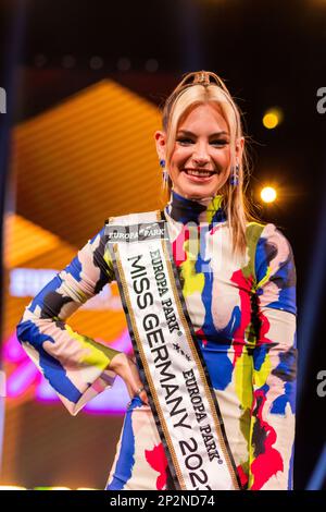 Rust, Germany. 04th Mar, 2023. Kira Geiss, Miss Germany 2023, is on stage. The finals of the 'Miss Germany' 2023 pageant took place at Europa-Park. Ten finalists competed in the election. Credit: Philipp von Ditfurth/dpa/Alamy Live News Stock Photo