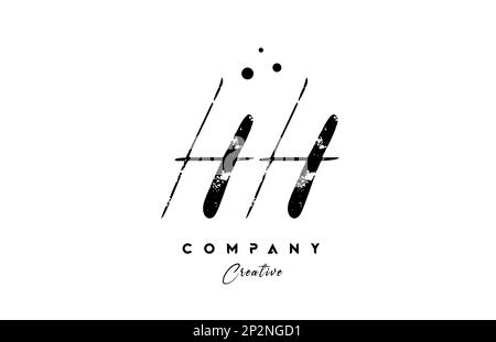 hh h h vintage letter alphabet combination logo icon handwritten design ...