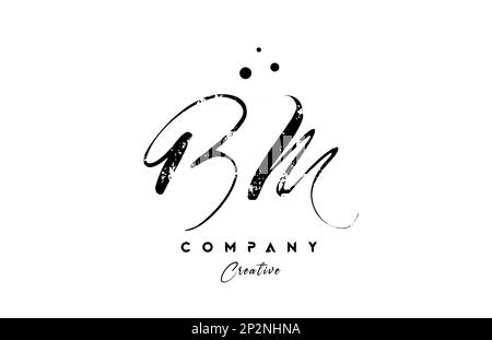 vintage BM alphabet letter logo icon combination design with dots. Creative hand written template for company and business Stock Vector
