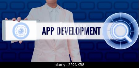 Inspiration showing sign App Development. Business approach Development services for awesome mobile and web experiences Stock Photo
